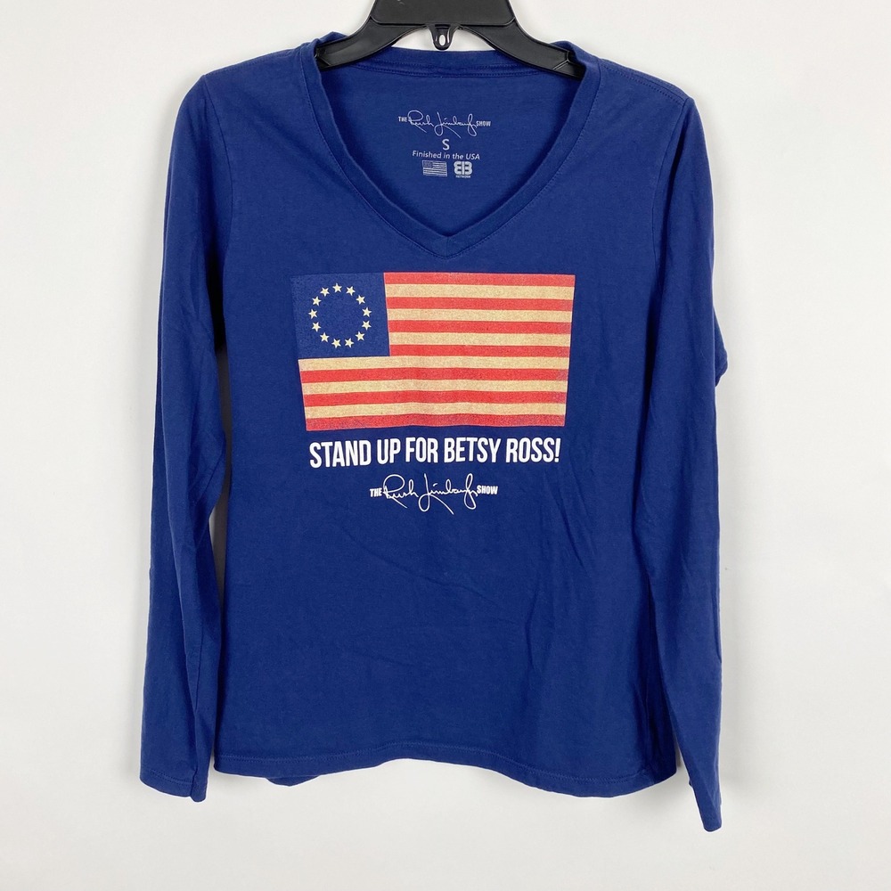 The Rush Limbaugh Show Stand Up For Betsy Ross Graphic V-Neck Tee Women S Blue